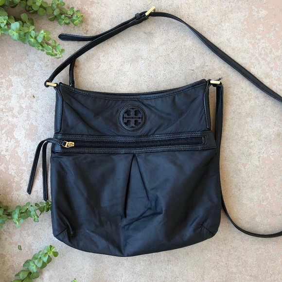 Tory Burch Handbags - Tory Burch Black Nylon Logo Crossbody Bag